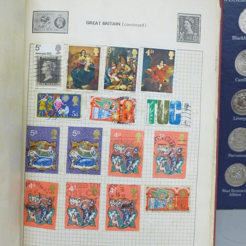 2080 - A Movaleaf album of Worldwide stamps and a FA Cup Centenary 1872-1972 token collection folder