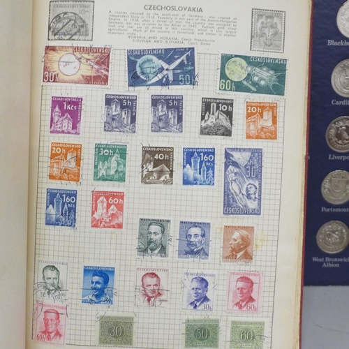 2080 - A Movaleaf album of Worldwide stamps and a FA Cup Centenary 1872-1972 token collection folder