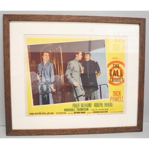 2099 - Two framed movie promotional posters, some autographed publicity photographs including Robert Vaugha... 