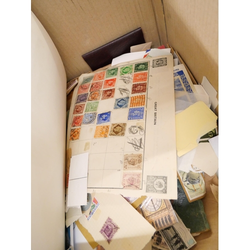 2104 - Stamps; a box of stamps, covers, etc., - loose and in albums