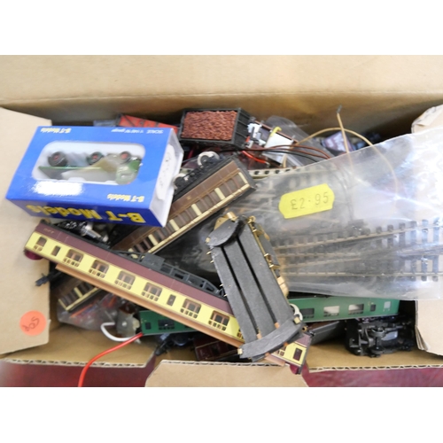 2115 - A box of N gauge model rail and accessories, some boxed, Minitrix locomotive, some Farish, Peco and ... 