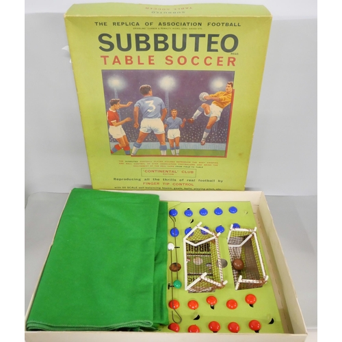 2119 - A Subbuteo 'Continental' Club Edition table soccer game and one other later set lacking pitch