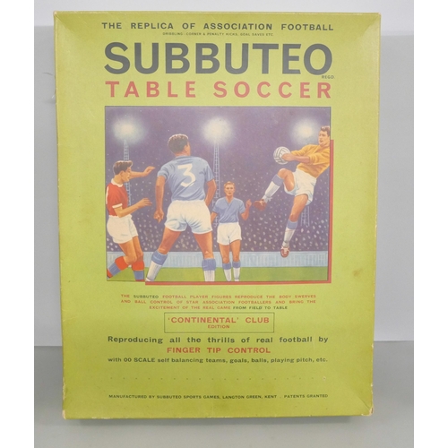 2119 - A Subbuteo 'Continental' Club Edition table soccer game and one other later set lacking pitch