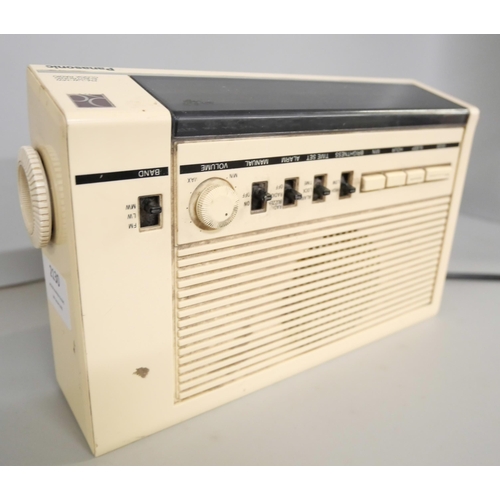 2130 - Two 1970s radios; Ecko 325 VHF/MW/LW with detachable stereo speakers and Panasonic FM/MW clock radio