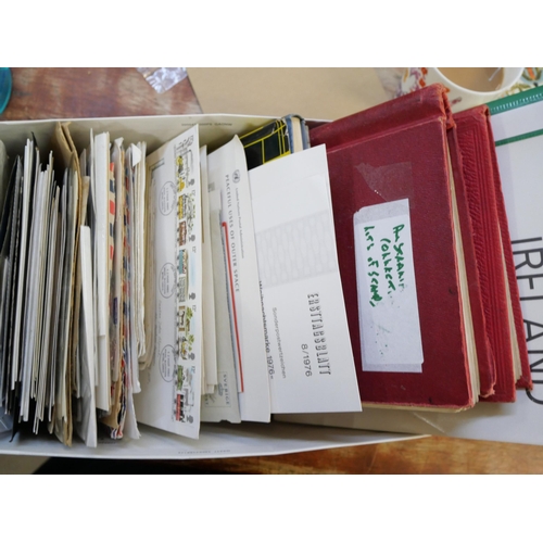 2132 - Stamps; a box of stamp albums, covers, etc.