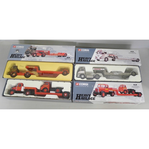 2140 - A collection of six Corgi Classics Heavy Haulage sets, including 31010 Short Bros Scammell Highwayma... 