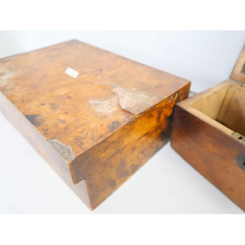 2145 - A collection of four wooden boxes to include an early 20th Century Edwardian walnut marquetry inlaid... 