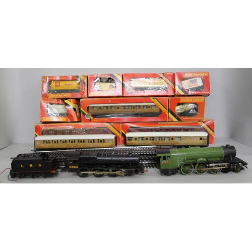 2158 - A collection of vintage Hornby railway models to include 00 gauge model rail, two locomotives, one w... 