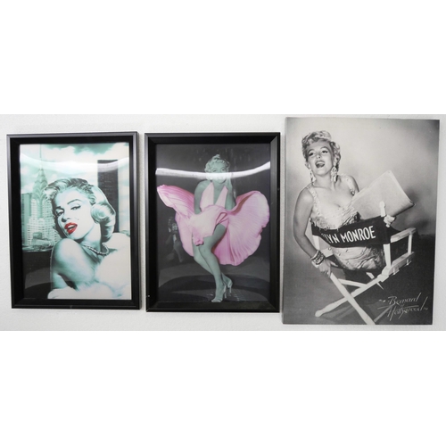 2160 - A collection of Marilyn Monroe pictures, framed and canvas examples. Together with a carry case **PL... 