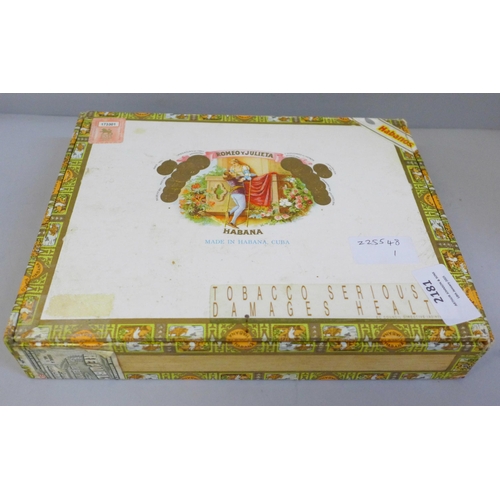 2181 - Twelve Cuban cigars, Romeo y Julieta, boxed, (not sealed)