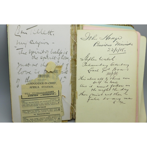 2190 - An autograph album; mainly early 20th Century, many servicemen signatures with numbers, ranks and re... 