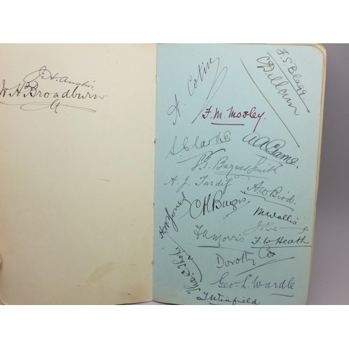 2190 - An autograph album; mainly early 20th Century, many servicemen signatures with numbers, ranks and re... 