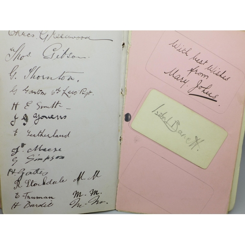 2190 - An autograph album; mainly early 20th Century, many servicemen signatures with numbers, ranks and re... 