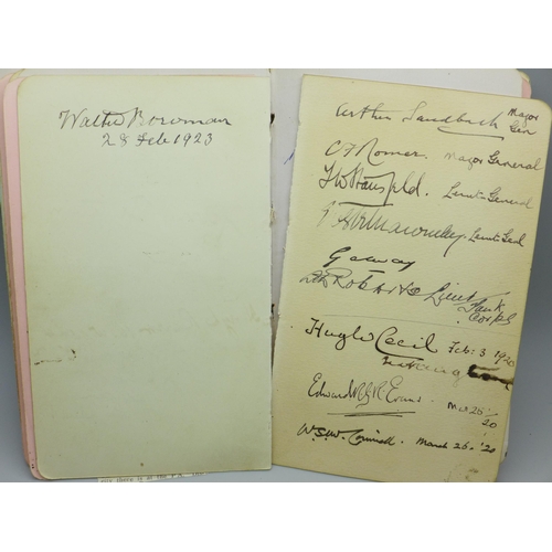 2190 - An autograph album; mainly early 20th Century, many servicemen signatures with numbers, ranks and re... 