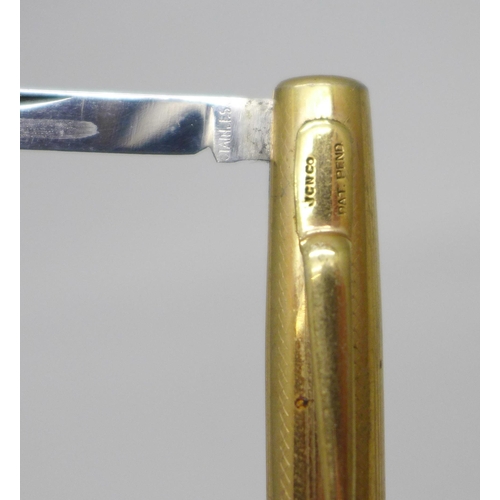 2191A - A novelty gold plated pen knife in the form of a fountain pen, 98mm *This lot is not available for p... 