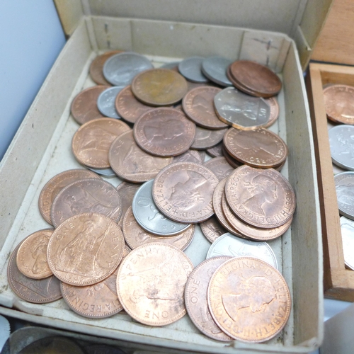 2199 - A box of assorted British coins, mainly pre-decimal