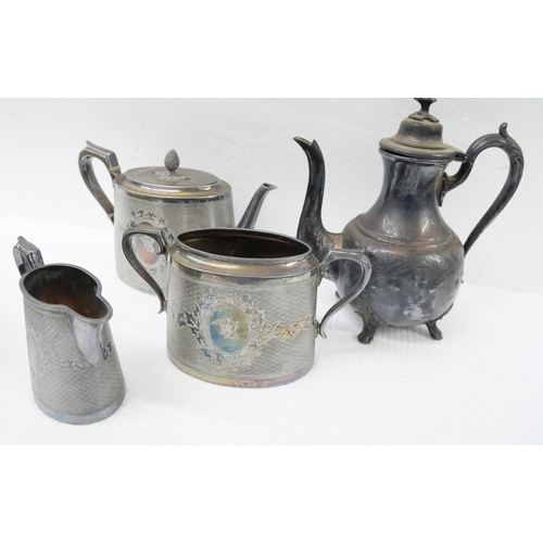 2225 - A James Dixon and Sons Sheffield silver plated three piece tea service 2814 and a silver plated coff... 