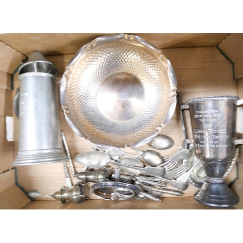 2248 - Two boxes of assorted silver plated items, including a Reed and Barton coffee pot, W Marshall & Co b... 