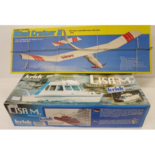 2256 - A Lisa M Krick easy build system motor yacht and a Ready-to-Fly Wind Cruiser II, both boxed and a US... 