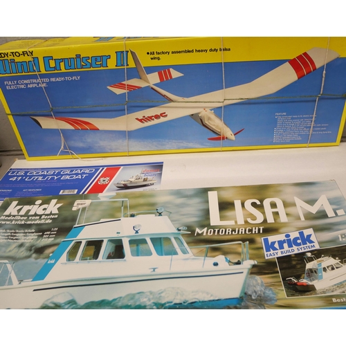 2256 - A Lisa M Krick easy build system motor yacht and a Ready-to-Fly Wind Cruiser II, both boxed and a US... 