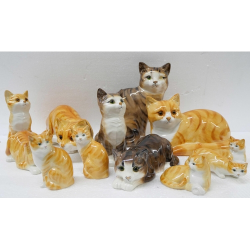 2259 - A box of Just Cats & Co Staffordshire pottery cat figures, nine ginger and three tabby **PLEASE NOTE... 