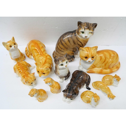 2259 - A box of Just Cats & Co Staffordshire pottery cat figures, nine ginger and three tabby **PLEASE NOTE... 