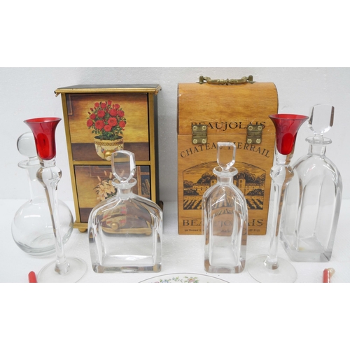 2274 - An assorted mix of items to include three mid 20th Century Orrefors crystal decanters, one other dec... 