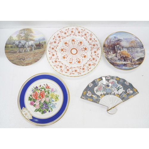 2280 - A set of six Aynsley bone china cups and saucers and a collection of decorative plates comprising th... 