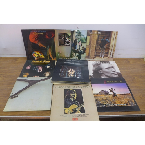 5101 - A box of approximately 25 rock and roll LP records including Pink Floyd, Bob Dylan, The Kinks, Rolli... 