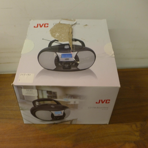 5121 - A boxed JVC RD-D222B CD FM Boombox and a boxed Morphy Richards 4 slice/2 long slot toaster