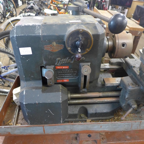 5180 - A Little John metal turning lathe with a large quantity of lathe tools and accessories including gea... 