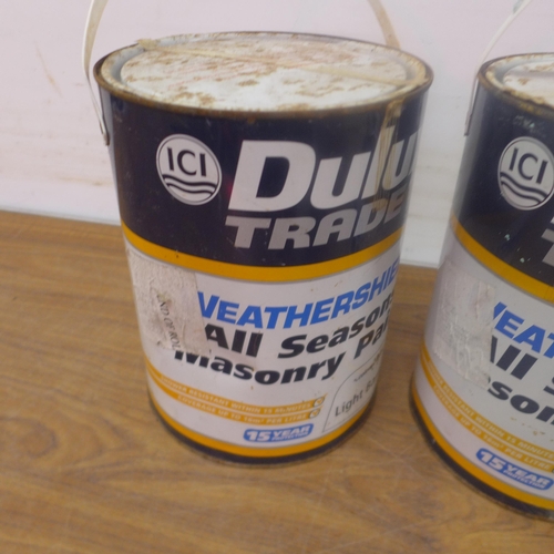 5294 - Two 4.5 litre tins of Dulux Trade Weathershield All Season Light Base masonry paint