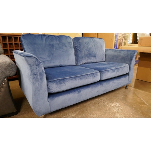 3138 - An SCS Milo foam blue velvet 3 seater sofa