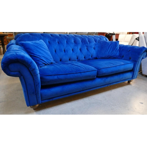 3140A - A blue velvet Bordeaux 3 seater sofa, Original RRP £833.33 + Vat (4220-10) *This lot is subject to V... 