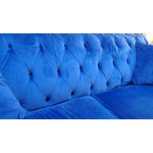 3140A - A blue velvet Bordeaux 3 seater sofa, Original RRP £833.33 + Vat (4220-10) *This lot is subject to V... 