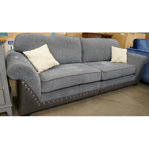 3145 - An SCS Noah blue mahogany effect 4 seater sofa