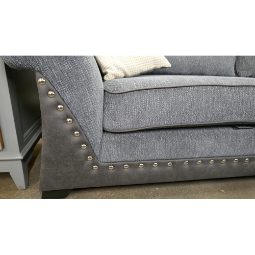 3145 - An SCS Noah blue mahogany effect 4 seater sofa