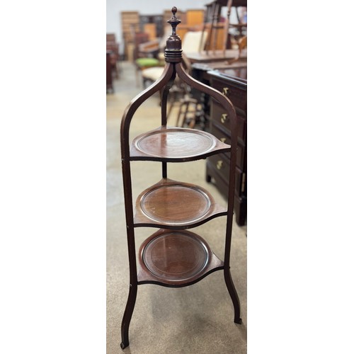 159A - An Edward VII inlaid mahogany cakestand