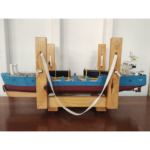 237 - A handbuilt model ship, Oil Challender, London with wooden case