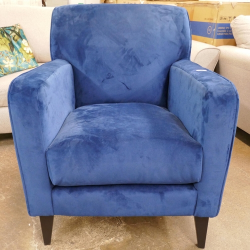 3176 - A blue velvet SCS Botanicals Ferndale arm chair