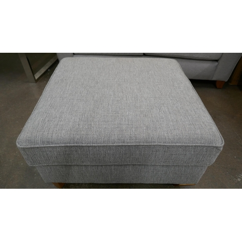 3181 - A grey fabric upholstered corner sofa and footstool