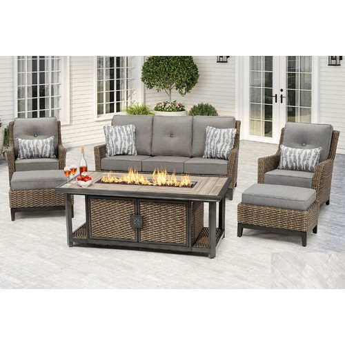 3201 - An Agio Portland 6 piece Woven  Deep Seating Fire Set, Original RRP £2749.99 + Vat (4216A-4) (Boxed)... 