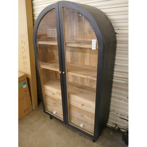 3214 - An Iconic 2 door glass cabinet *This lot is subject to VAT