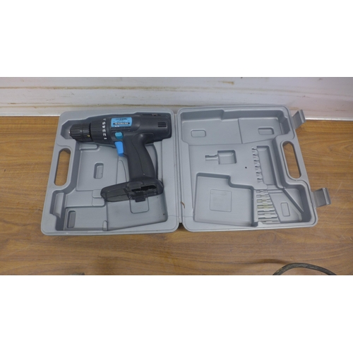 5003 - A Titan TTB879GRD, 240V, angle grinder and a Nutool NPT120 cordless drill