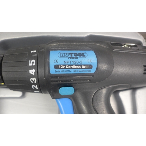 5003 - A Titan TTB879GRD, 240V, angle grinder and a Nutool NPT120 cordless drill