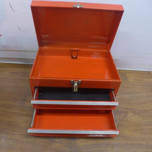 5023 - Two metal toolboxes, one contains a large quantity of assorted spanners