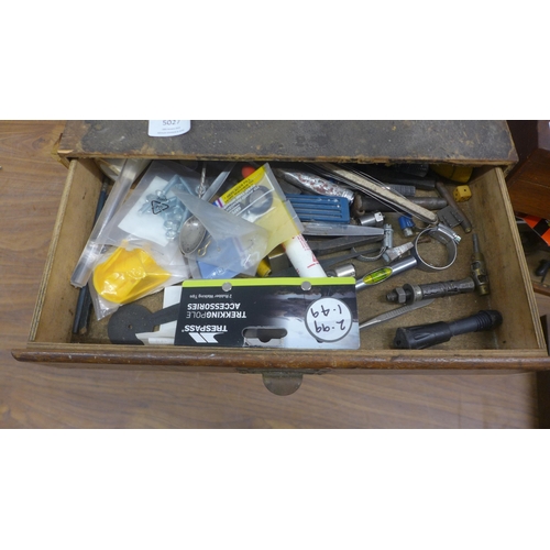 5027 - Two vintage beech engineers tool boxes, with trays including drill bits, mini wrenches, adjustable w... 