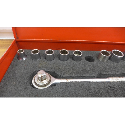 5039 - A Britool 1/2” square drive socket set with metric and A/F sockets