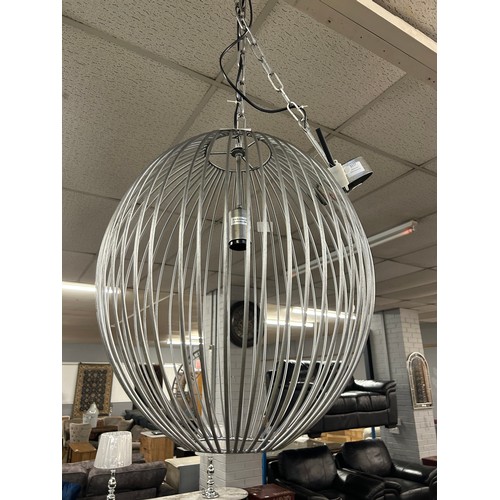 3177 - A large silver spherical ceiling light