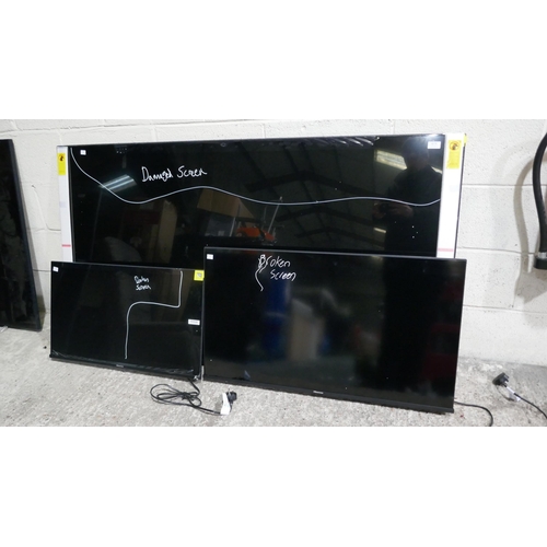 6285 - Three damaged Hisense TVs  (349-2,3,4) *This lot is subject to VAT